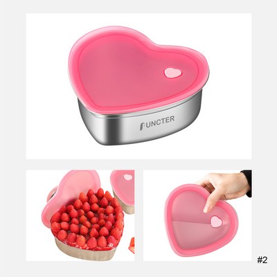 Heart Shaped Stainless Steel Food Storage Container 30 oz.