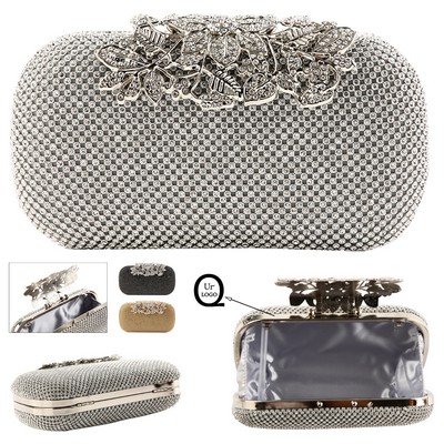 Starry-Sparkle Leaf-Adorned Evening Clutch Bag