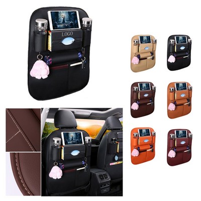 Foldable Leather Car Seat Cushion Backrest Storage Bag