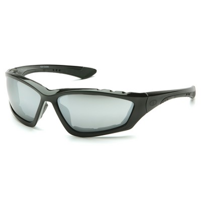 Accurist Safety Glasses, Black Frame with Silver Mirror Anti-Fog Lens
