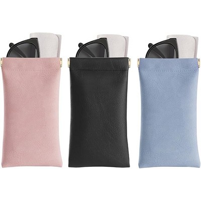 Pu Leather Portable Squeeze Top Glasses Cases