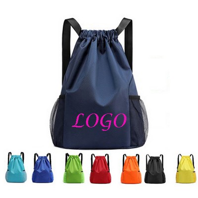 Drawstring Backpack With Pocket