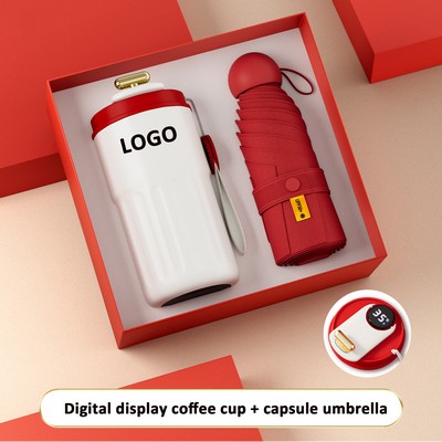 Digital Display Coffee Cup + Capsule Umbrella Set