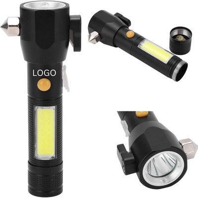 Tactical Car Safety Hammer with COB Light & Seatbelt Cutter