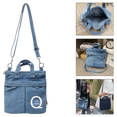 10.2 X 11.4" Denim Crossbody Medium Rectangle Bag