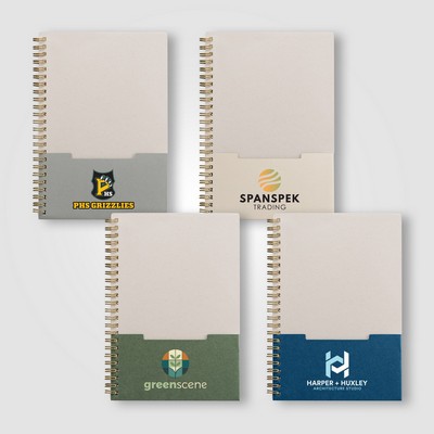 Lino FSC Paper Spiral Binding Vertical Pocket Notebook - A5 - Full-Color Inkjet