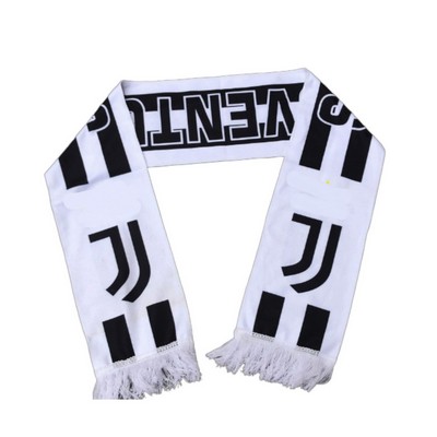 Custom Acrylic Jacquard Knitted Fringe Scarf Customized World Cup Cheering Fans Tassels Double-Sided
