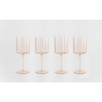 Jeanne Fitz Scalloped Rim Fluted Wine Glass, Set Of 4, 12 Oz. Amber