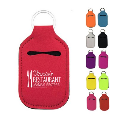 Neoprene Hand Sanitizer Bottle Cover with Keychain
