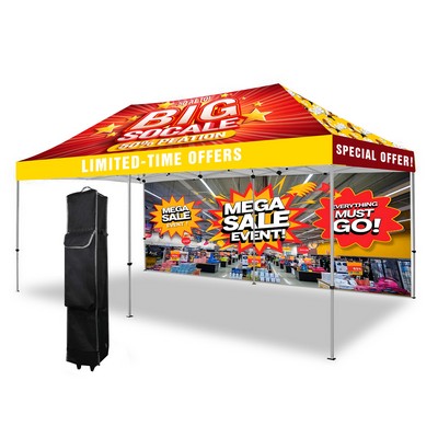 10' X 20' Hex Aluminum Frame Tent w/Full Color Canopy And Back Wall