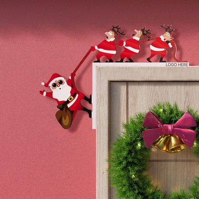 Christmas Creative Door Frame Hanging Decoration Santa and Reindeer Figurine