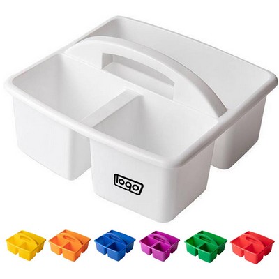3 Compartment Plastic Storage Caddy with Handle