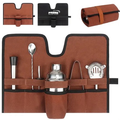 Heavy-Duty Canvas Multi-Pocket Foldable Tool Roll Organizer with Leather Trim