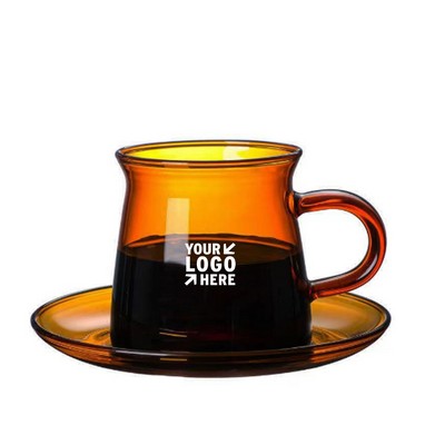 8 Oz Glass Cup and Saucer Set