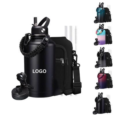 64oz Insulated Water Jug | All-in-One Hydration Kit with Tactical Paracord Handle & Carry Pouch