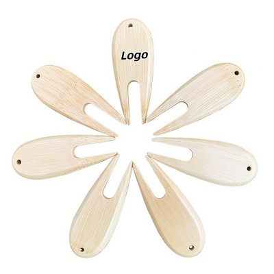 Bamboo Golf Divot Tool with Metal Repair Prongs for Eco-Friendly Course Maintenance