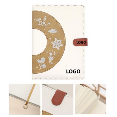 PU Floral Pattern Clasp Notebook