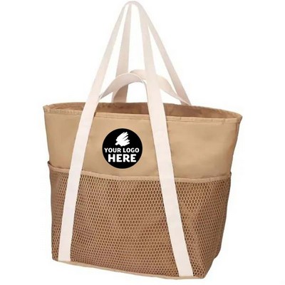 Waterproof Zippered Beach Tote with Sandproof Mesh