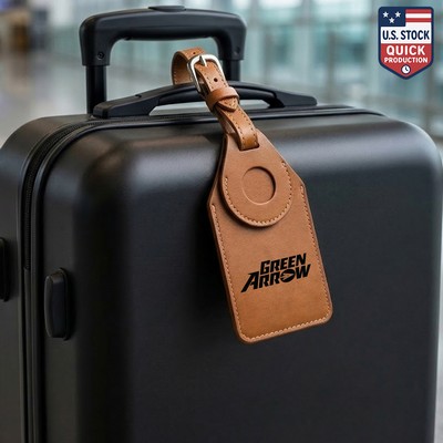 Faux Leather Luggage Tag with AirTag Holder & stable Strap