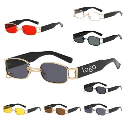 Metal And Plastic Square Retro Sunglasses With UV400 Protection