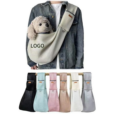 Breathable Pet Sling Carrier Bag with Safety Leash and Pockets