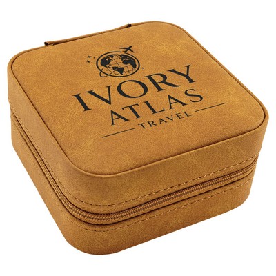 Creekside Light Brown Leatherette Travel Jewelry Box