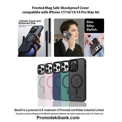 iBank ® Frosted Mag Safe Shockproof Cover compatible with iPhone 17/16/15/14 Pro Max Air