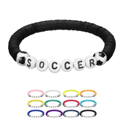 Cheerleading Friendship Bracelet Soccer Polymer Clay Acrylic Letter Bead Bracelet