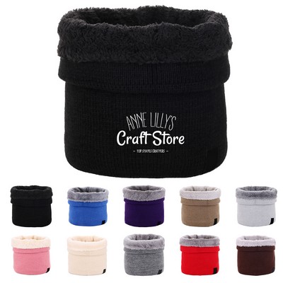 Double-layer Knitted Fleece Neck Warmer Scarf