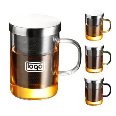 14oz Borosilicate Glass Tea Cup w/ Detachable Infuser