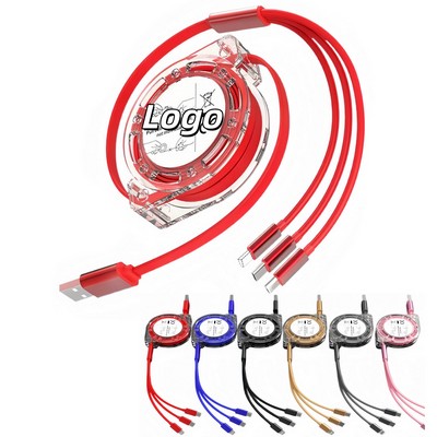 Multi Functional Retractable 3" 1 Fast Charger Cord