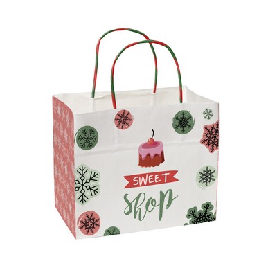 Retro Snowflakes Handle Shopper Bag (8.5" x 7.25" x 5")