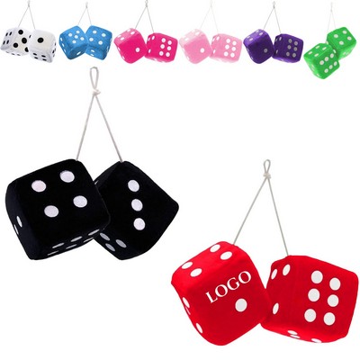 MOQ Hanging Plush Fuzzy Dice for Rear View Mirror Ornament
