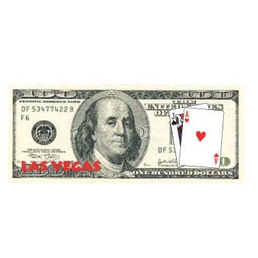 Las Vegas Blackjack $100 Bill Magnet w/ Full Magnetic Back (8 Square Inch)