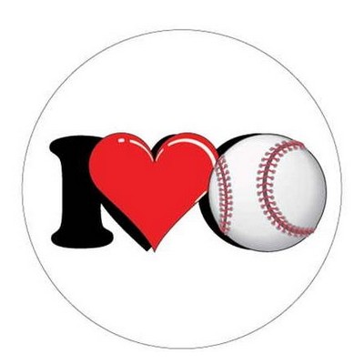I Love Baseball Round Metal Photo Magnet (2 1/2" Diameter")