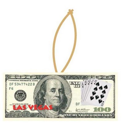 Las Vegas Royal Flush $100 Bill Ornament w/ Black Back (4 Square Inch)