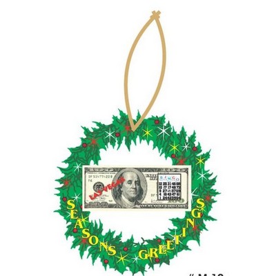 LV Bingo $100 Bill Wreath Ornament w/ Clear Mirrored Back (4 Square Inch)