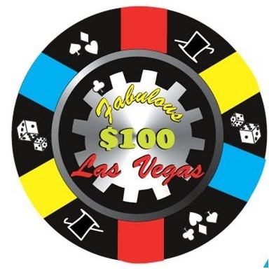 Las Vegas $100 Poker Chip Magnet w/ Full Magnet Back (3 Square Inch)
