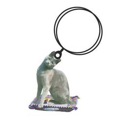 Russian Blue Cat Keychain w/Mirrored Back (2 Square Inch)