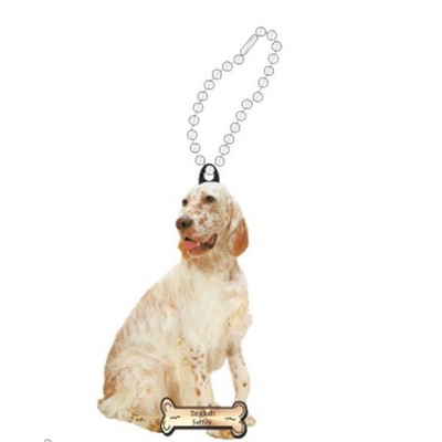 English Setter Dog Promotional Key Chain w/ Black Back (3 Square Inch)