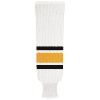 Pittsburgh Pro Series White Home Socks w/Black & Gold Stripes