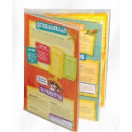 Clear Heat Sealed Triple Panel 6 View Menu Jackets (8 1/2"x11" Insert)PER DOZEN