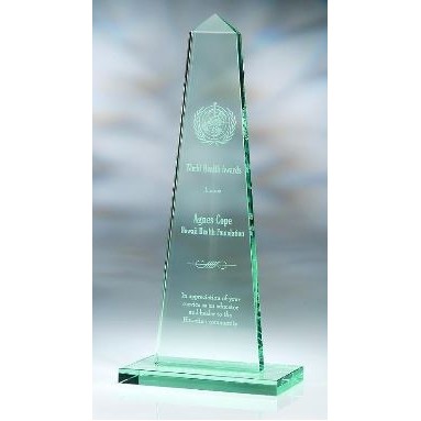 Medium Jade Glass Obelisk Award