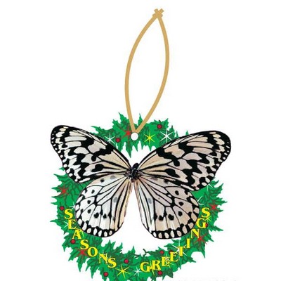 Black & White Butterfly Wreath Ornament w/ Black Back (2 Square Inch)