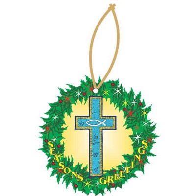 Blue Cross Promotional Wreath Ornament w/ Black Back (10 Square Inch)