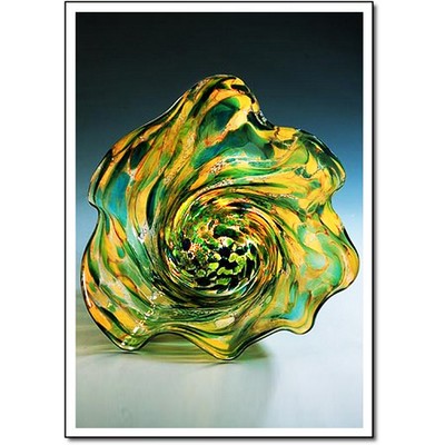 Tide Pool Art Glass Bowl w/ Marble Base (6.5"x5")