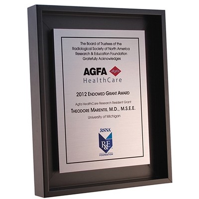 1 3/4" Deep Solid Walnut Shadow Box Award / 9"x11" w/ 6"x8" Plate