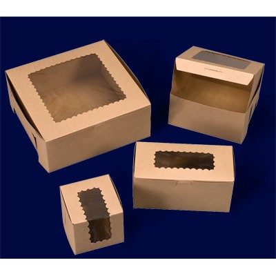 Ohio Valley Windowed Kraft Cupcake Box (10"x10"x4")