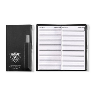 Address Book w/ Zip Back Planner & Clear Pen - Solid Color Cover
