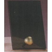 Smoked Glass Plaque Award w/Gold Flag Accent & Gold Plastic Mounts (6"x8.5")